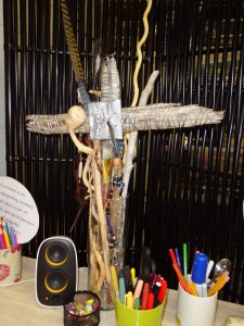 A cross Karon made years ago that's central on her table